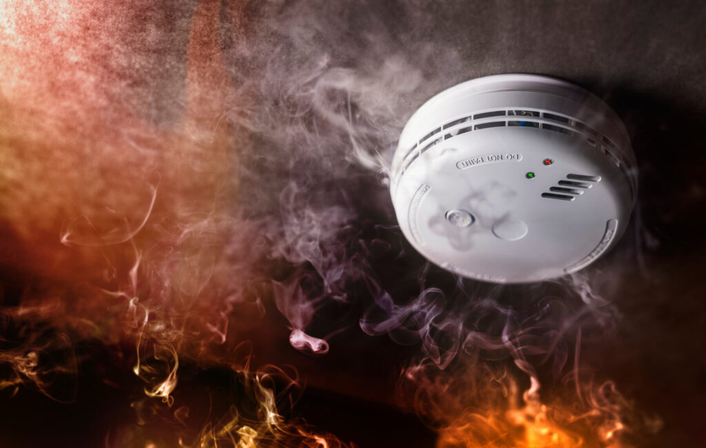 Smoke detector in a house fire